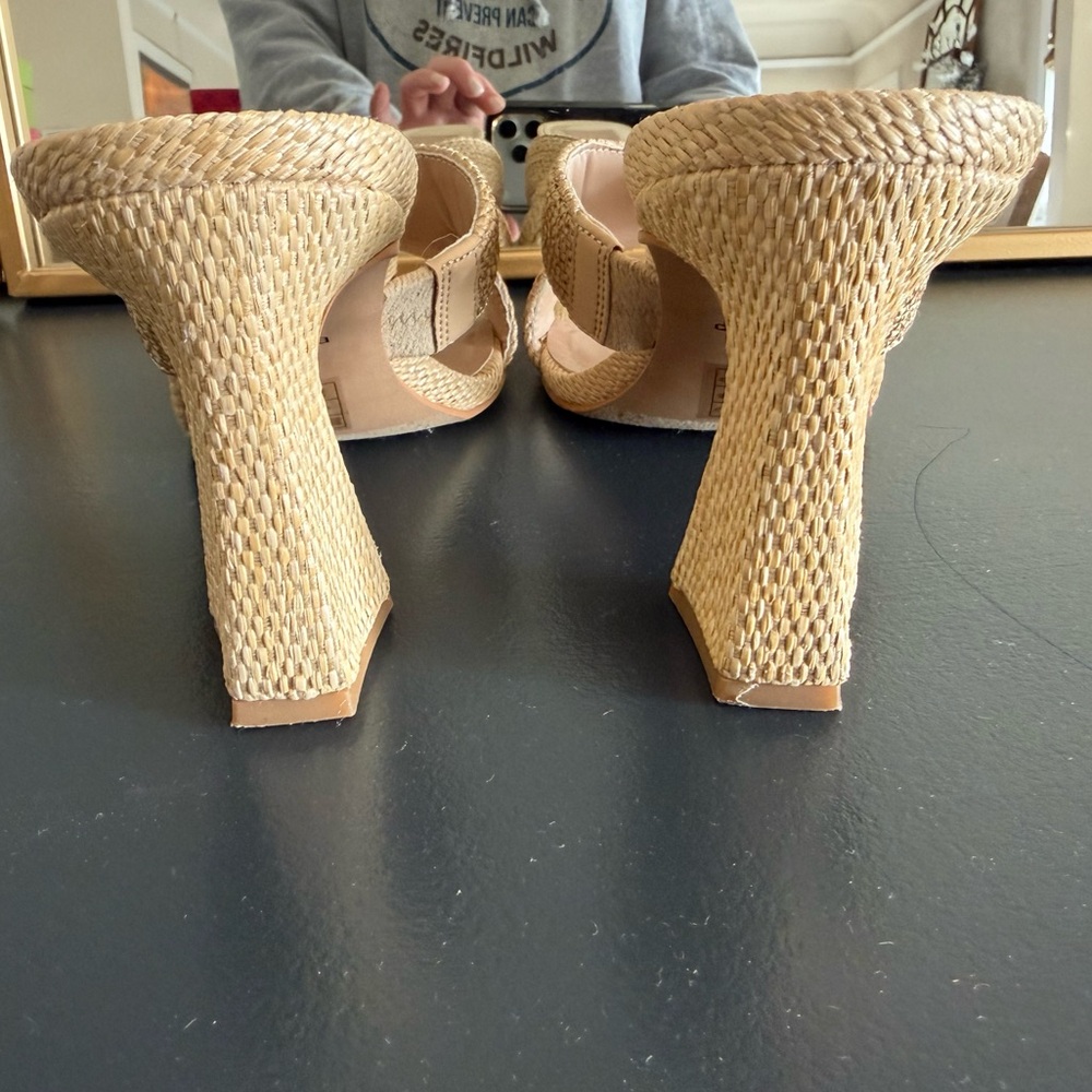 Dolce Vita Braided Raffia Slide Heels — Natural Tan - Picture 9 of 11